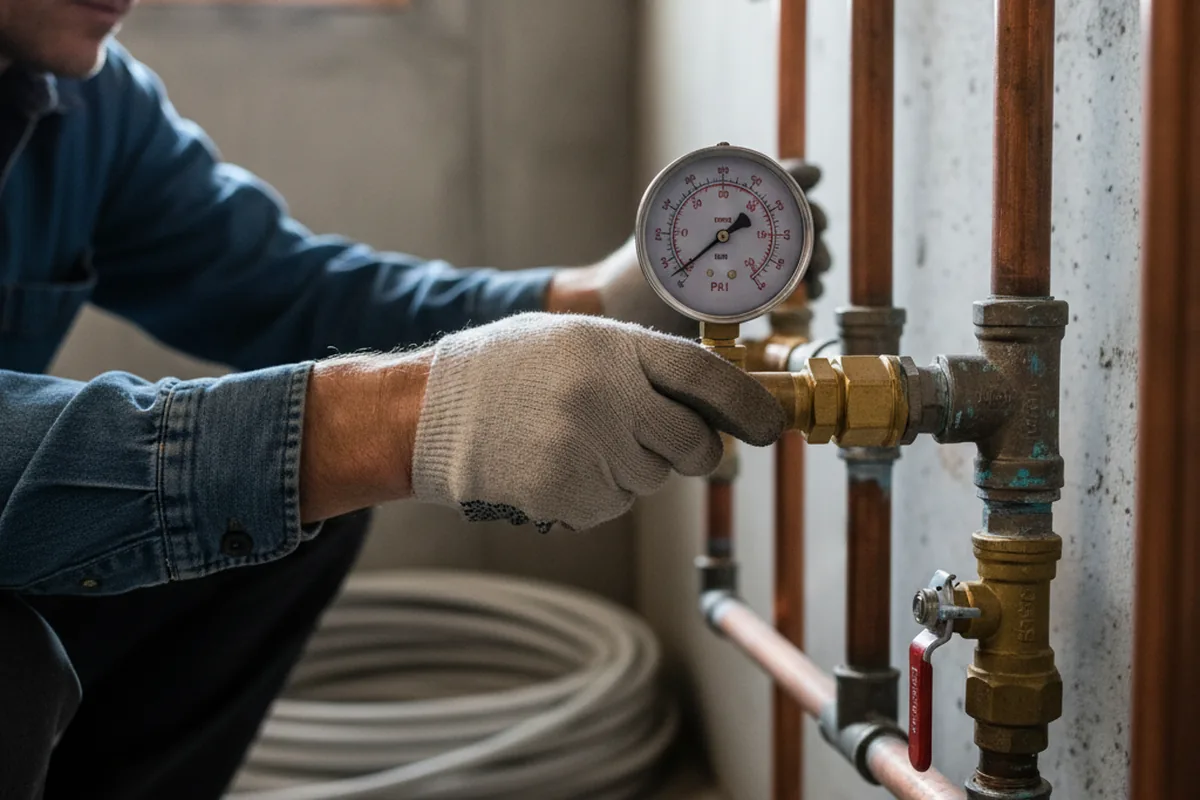 Pressure testing a repaired line during Water Line Repair in Cascade Locks